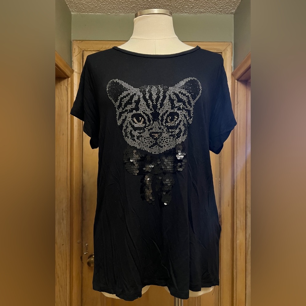 H&M tabby Kitty Cat tee L